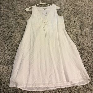 American Eagle White Eyelet Lace-Trim Tank Dress